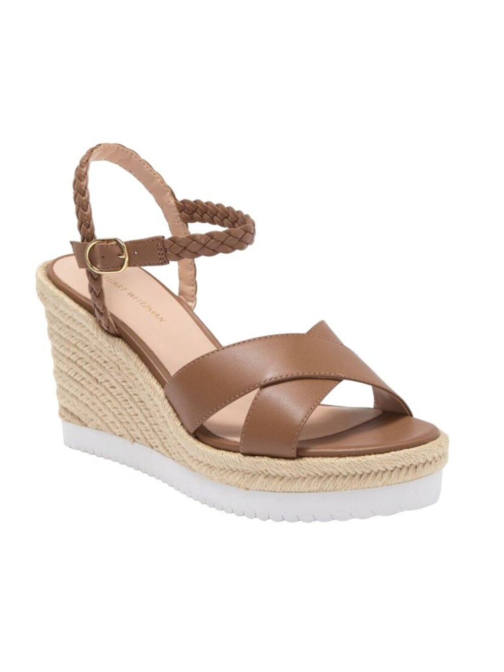 Stuart Weitzman Mykonos Espadrille Braided Leather Wedge Brown Womens Size 10